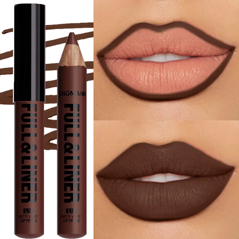 Waterproof Matte Lipliner Pencil Brown Contour Tint Lipstick Pen Long Lasting 12 Color Wooden Lip Liner Pencil Full-lip Makeup — image 6