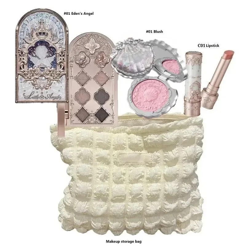 Flower Knows Make Up Kit Cosmetics Full Set Strawberry Rococo Palette Little Angel Highlighter Matte Lipstick 4Pcs Kit