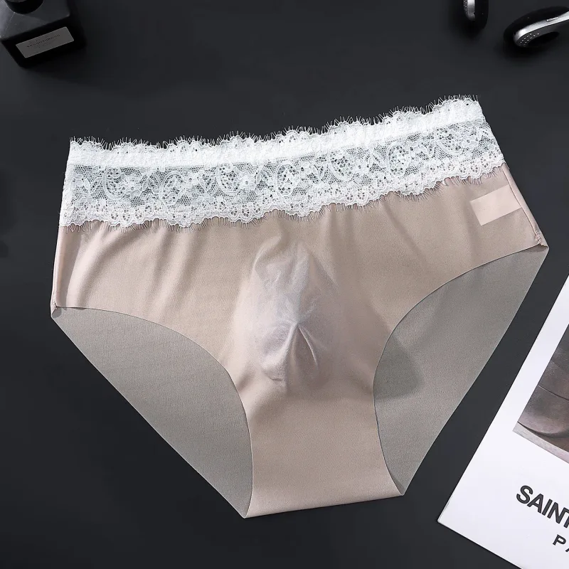 Herren-Dreieckshose mit Spitzenkante, Eisseide, spurlos, atmungsaktiv, dünn, Herrenunterwäsche, niedrige Taille, weich, nahtlos, Komfort, Herren-Slip — image 19