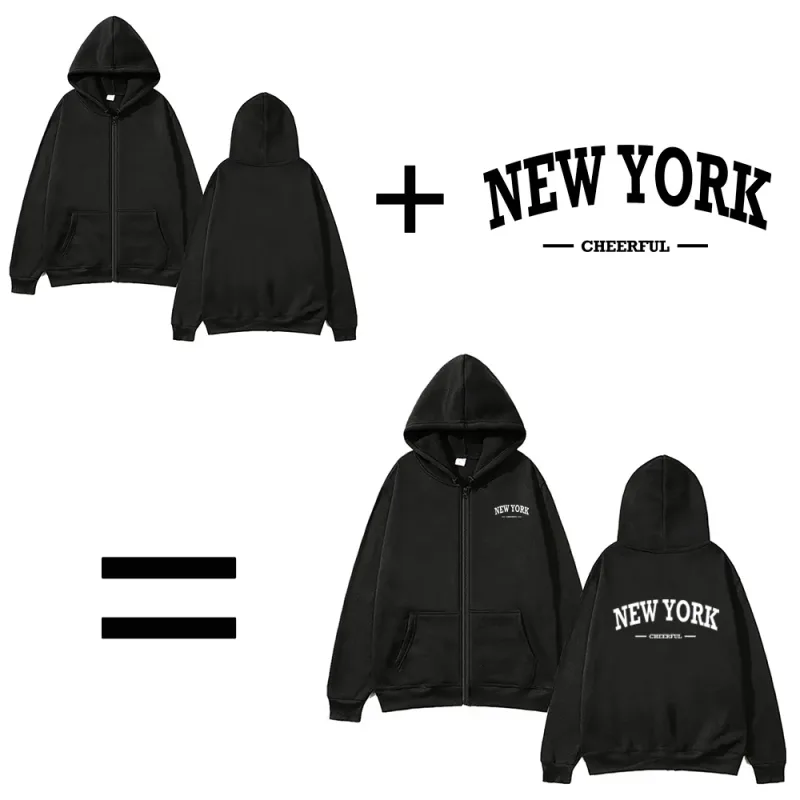 DIY Personalised customised logo men's street hoodie zip front sports sweatshirt women's casual knitted hoodie couple's gift — image 4