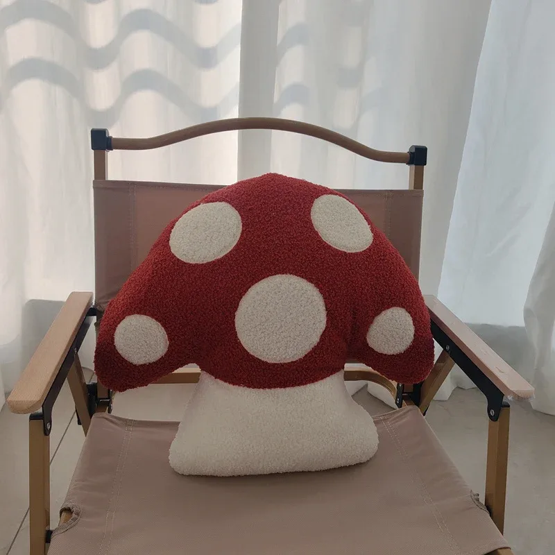 Almohada con forma de seta de 45x40cm, juguetes de peluche suaves, cojín para sofá con forma de seta simulada, sala de estar para el hogar, regalo de cumpleaños para niños y niñas — image 6