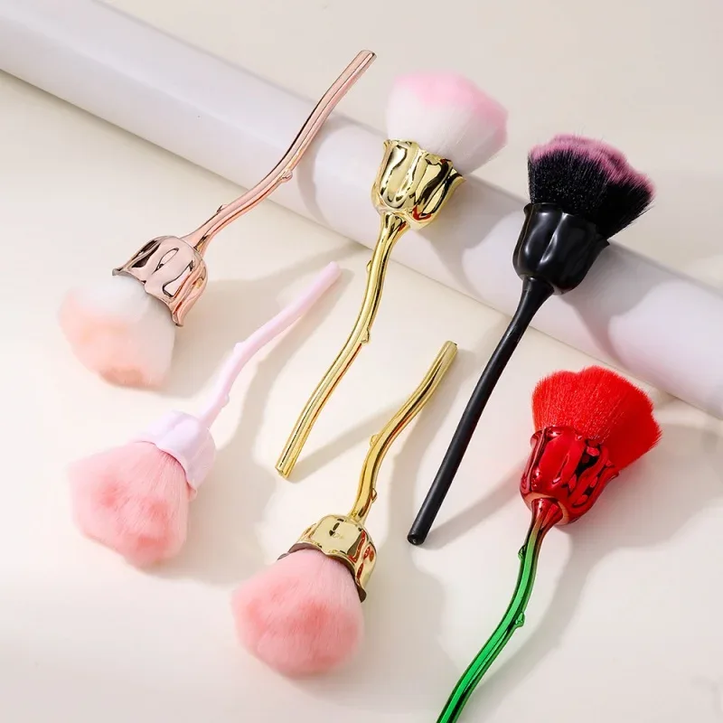 Rose Flower Shape Makeup Brush Round Makeup Loose Powder Brushes Manicure Nail Polishing Dust Removal Brush Beauty Make Up Tools — image 2