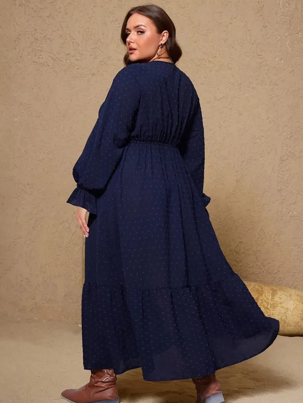 plus Size Women's Pullover V-Neck Long Sleeve Dress Autumn 2025 Printed Loose Casual Fashion Best Choice for Autumn — image 7