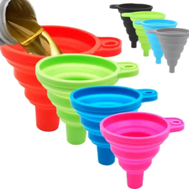 1/3/5/10 Chiếc S L Gấp Phễu Silicon Làm Đầy Chai Bếp Phễu Silicon Ốp Vật Dụng Nhà Bếp Dầu chất Độn — image 3