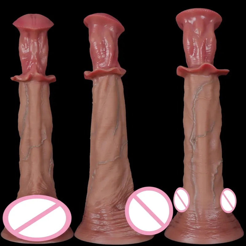 Huge Realistic Long Horse Dildo Penis Big Large Animal Penis Soft Dick Sutcion Cup Anal Dildos Adult Sex Toy for Women Men Gay