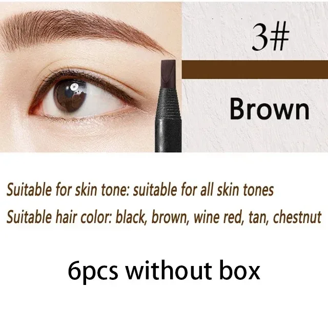 6/12PCS Eyebrow Pencil Hard Core Wholesale Makeup Pull Line Haozhuang Brand Permanent Peel off White Black Waterproof Natural — image 9