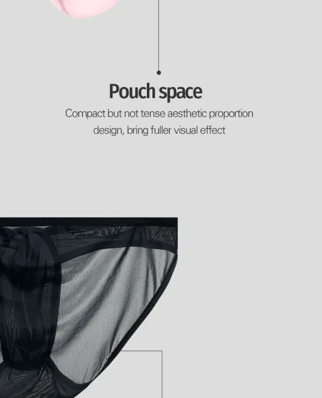 Men Bikini Briefs Man Underpantsr Slip Transparent Mesh Underwear Male Cuecas Men's Panties Ultra-thin Gays Sports Briefs — image 13