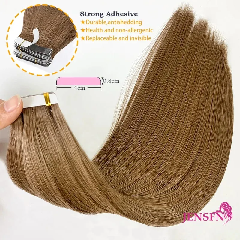 Virgin Tape In Human Hair Extensions Real Natural Hair Extensions 16"-22"Inch For Salon High Quality Thickening Of Roots — image 4