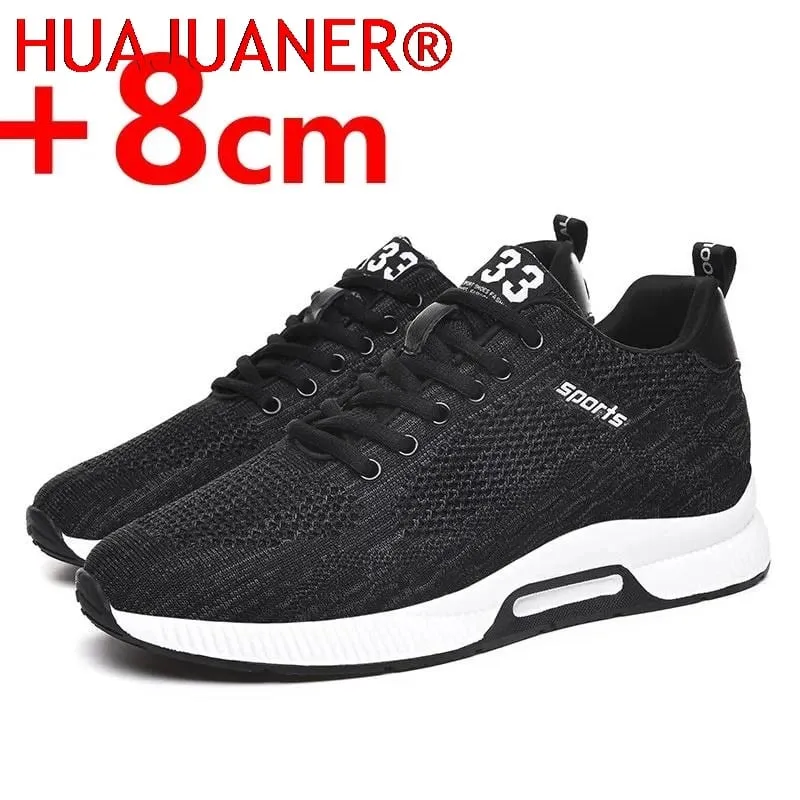 Men Sneakers Elevator Shoes Hidden Heels Breathable Heightening Shoes for Men Increase Insole 6CM Sports Casual Height Shoes
