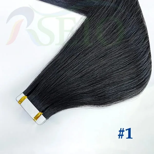 Tape in Human Hair Extensions Natural Seamless Invisible 14"-24" Real Natural Hair Remy Quality Straight Black Brown Blond