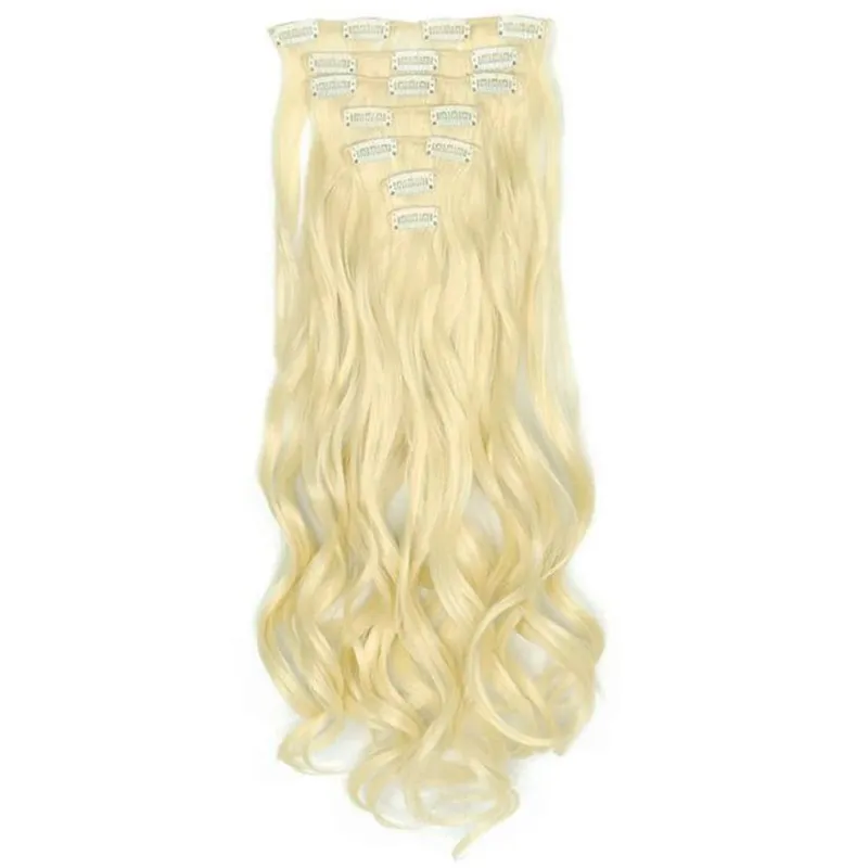 Soowee Synthetic Hair Curly Brown Blonde Clip In Grey Hair Extensions Hairpiece Fake Hair Piece for Women — image 14