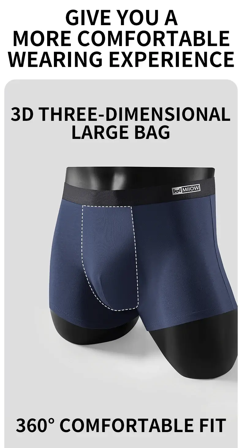 MiiOW 3Pcs Cotton Men Underwear Antibacterial Crotch Men's Panties Breathable Man Underpants Solid Comfortable Mens Boxer Briefs
