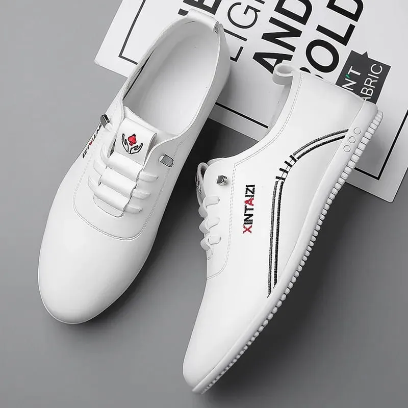 2024 casual men leather shoes Versatile Business White footwear Fashion anti slip comfortable loafers male new lightweight flat — image 3