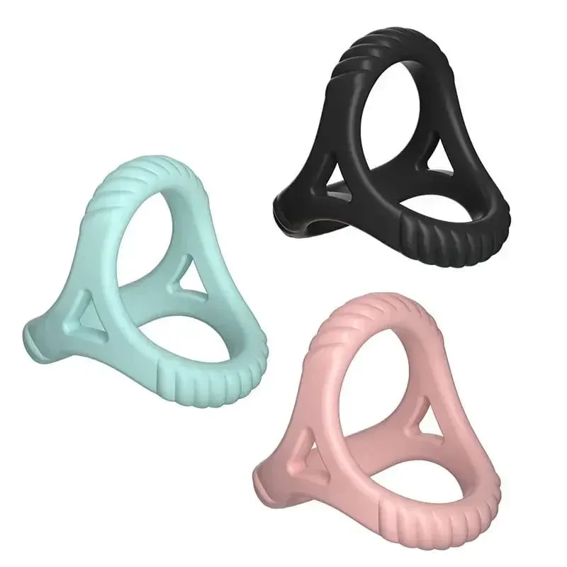 3 Holes Penis Cock Ring Sex Toys For Man Delay Ejaculation Erection Dick Enlarger Reusable Semen Cock Rings Stretcher Massager — image 1