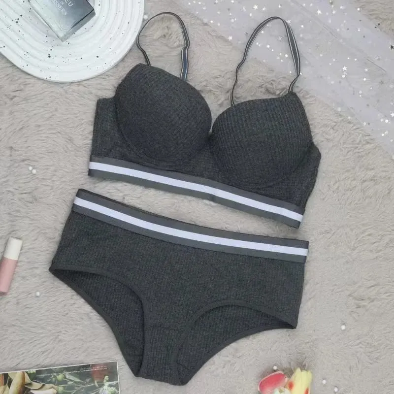 Set Bra Push Up Seksi Bra Nyaman Berkawat Tali Dapat Disesuaikan Lingerie Intim Cup Empuk Sejuk — image 5