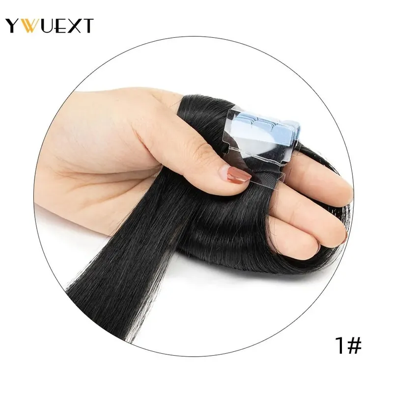 Mini Tape in Human Hair Extensions Straight Natural Black 1B# Machine Made Remy Hair 10pcs/pack Invisible Tape Hair
