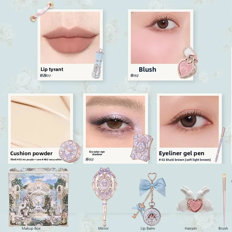 Flower Knows Bunny Garden Collection Lip Cream Blush Air Cushion CC Cream Liquid Foundation Makeup Set Full Professional