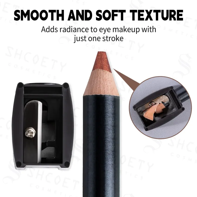 wooden pole 12-color pearlescent eyeshadow pen set non-smudged eyeliner pen with pencil sharpener lying silkworm pen