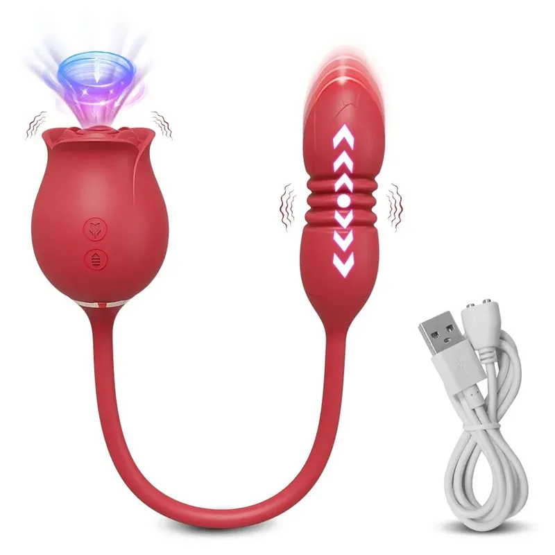 Vibratore per succhiare la rosa per le donne Stimolatore del clitoride del clitoride Punto G Spinta Dildo Vibrante Masturbatore femminile Massaggio Giocattolo del sesso per adulti — image 8