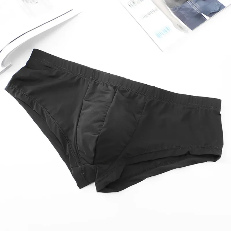 1pc Men's Ice Silk Low Waist Briefs Elastic Solid Color U-Convex Pouch Panties Lingerie Male Underwear Underpants — image 3