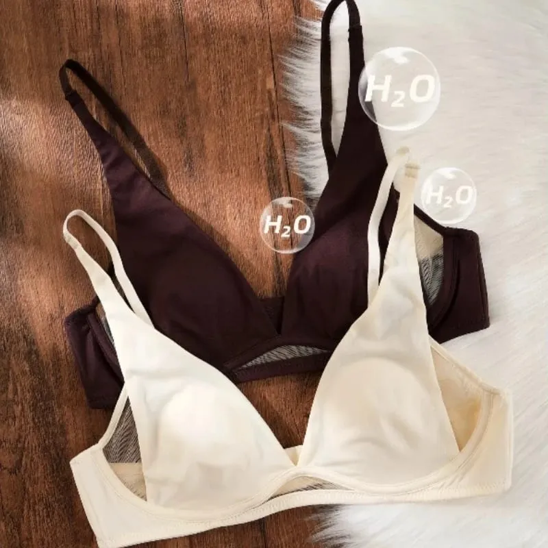 Französischer Triangel-BH mit Hasenohren, tiefem V, kabelloses Bralette für kleine Brüste, keine Lücke, sexy Dessous-Set, atmungsaktiv, Sommer, dünn — image 1