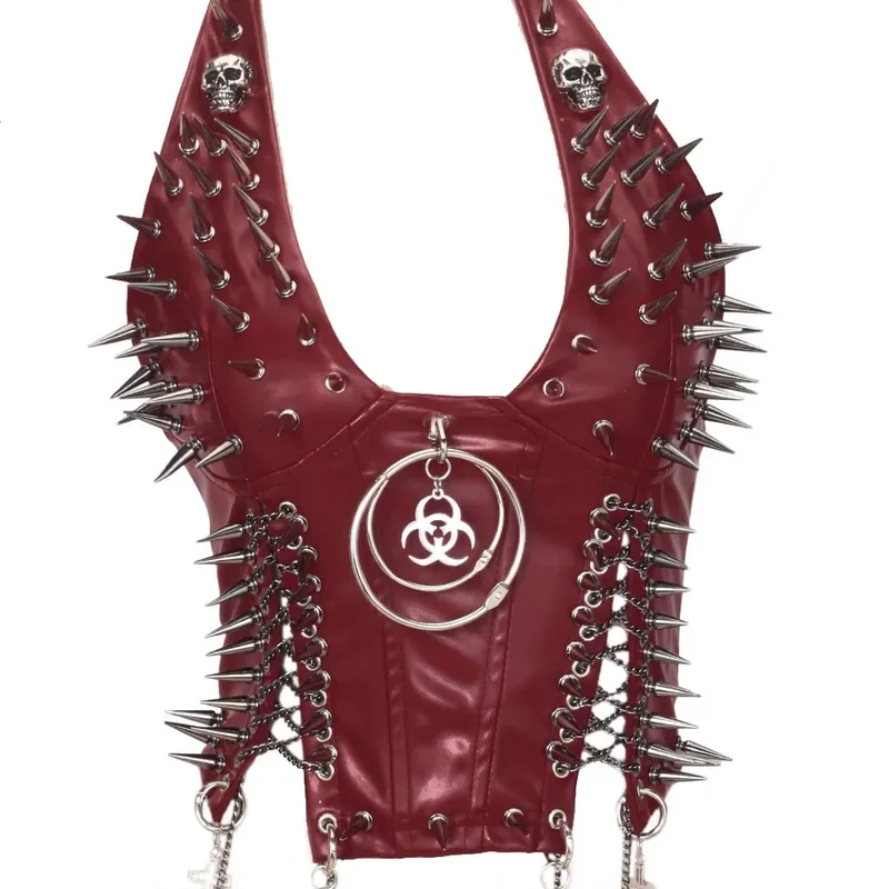 Goth Top Y2K Clothes Women's Tanks Emo Clothing Gothic Boho Tops with Spikes Punk Rock Teens Festival Spiked Bra Grunge T Shirt — image 16