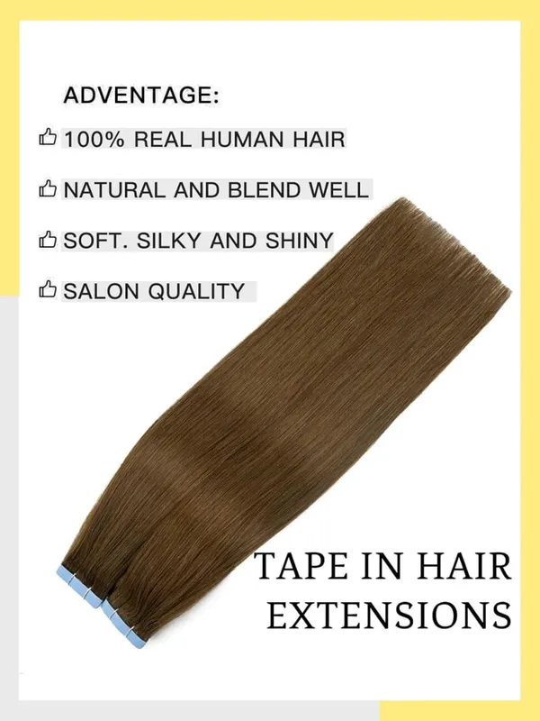 Tape In 100% Human Hair Straight Double Sided Blonde Comfortable Silky Natural Remy Virgin Tape ins Bone Straight Double Drawn — image 4