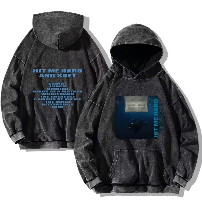 Hit Me Hard and Soft Washed Hoodies Vintage Cotton Hooded Pullover Men's Women's Loose Casual Gothic Sweatshirts Y2K Coat Unisex — image 2