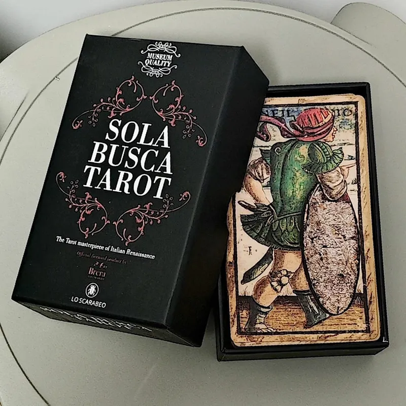 12*7cm Printed on 350GSM Double-embossed Cardstock Sola Busca Tarot Deck In Rigid Box 78 Pcs Vintage Tarot Cards — image 3
