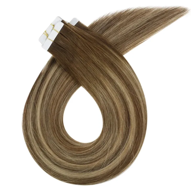 Moresoo Seamless Hair Injection Tape in Extension Real Human Virgin Hair Brazilian Straight Invisible Tape in Hair 10A Grade