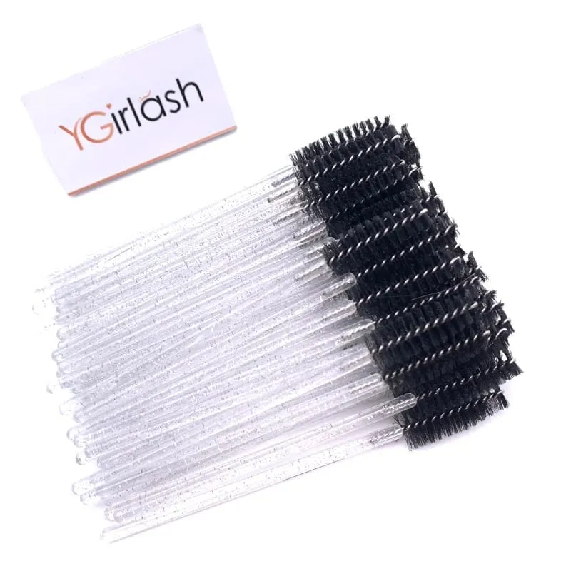 YGirlash 50Pcs Lash Swans Crystal Eyelash Applicator Μίας χρήσης Διαμαντένια λαβή Nylon Mascara Wands Brush Cosmetic Tools — image 24