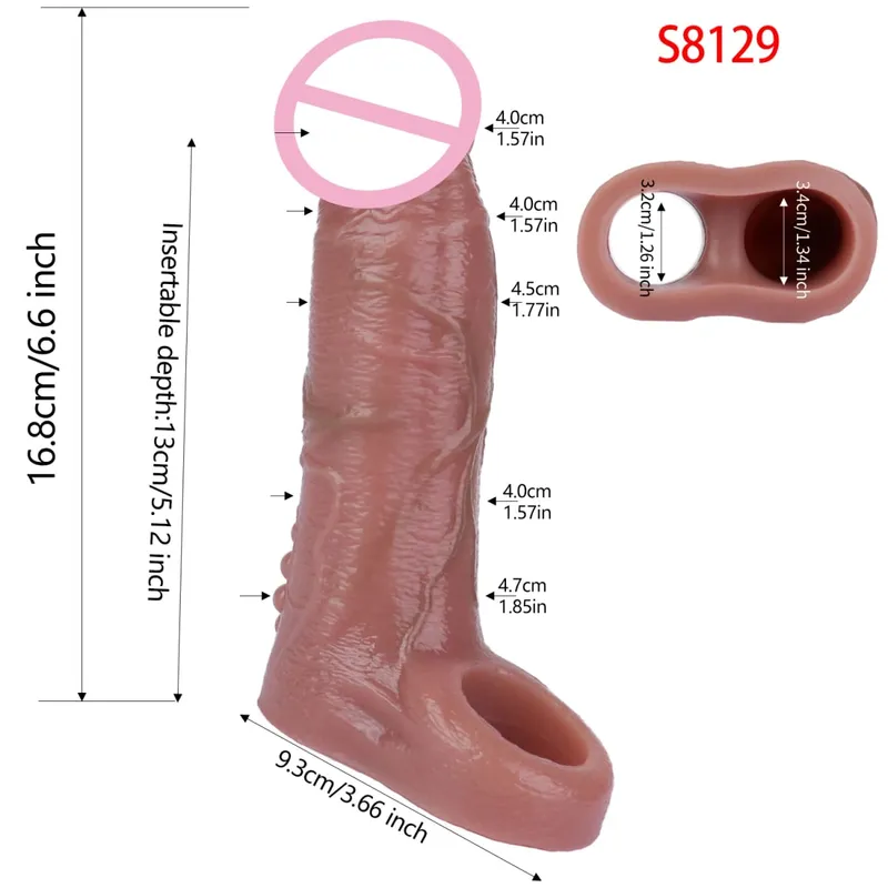 Close Head Realistische Penishülle Sexspielzeug für Männer Verzögerung der Ejakulation Dick Extender für Paare Sex Vergnügen Sexshop — image 22