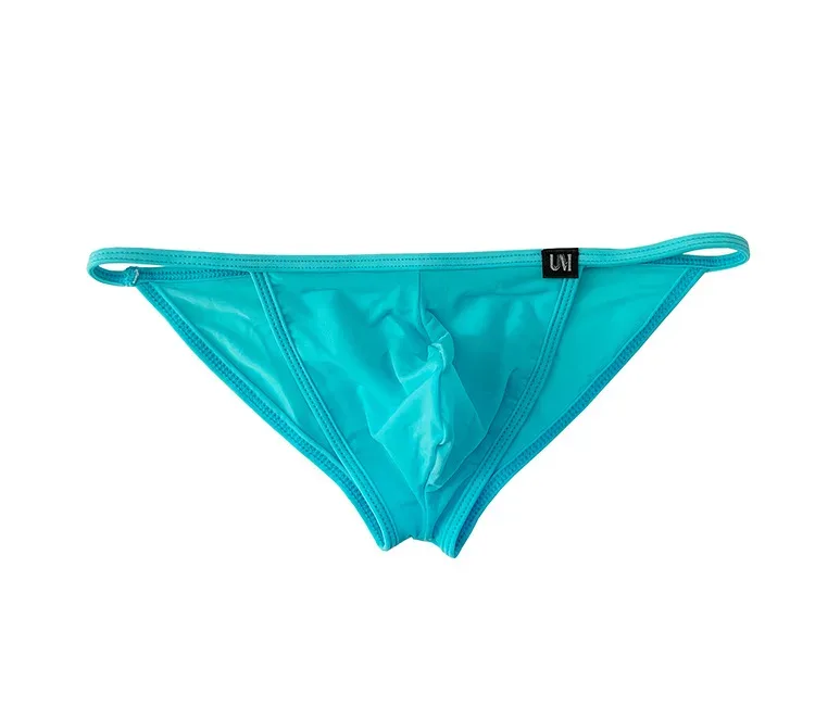 Celana Dalam Seksi Pria Celana Dalam Sutra Es Ultratipis Pakaian Dalam Bikini Belah Ganda dengan Celana Dalam Desain U-cembung Yang Dipersonalisasi Lubang