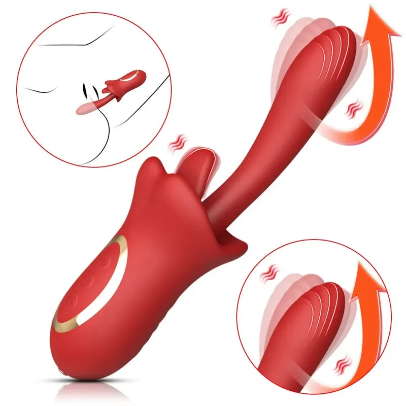 10 Kecepatan Menyodorkan Vibrator untuk Wanita 3 Mode Menjilati Lidah G Spot Pemijat Klitoris 100% Mainan Seks Dewasa Tahan Air — image 2