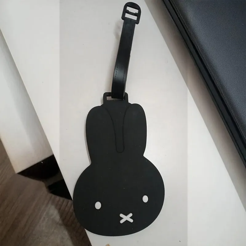 Kawaii Miffy Cute Baggage Tag Cartoon Rabbit Silicone Rubber Simple Style Luggage Check Prevent Losing Cards Girl Gift — image 3