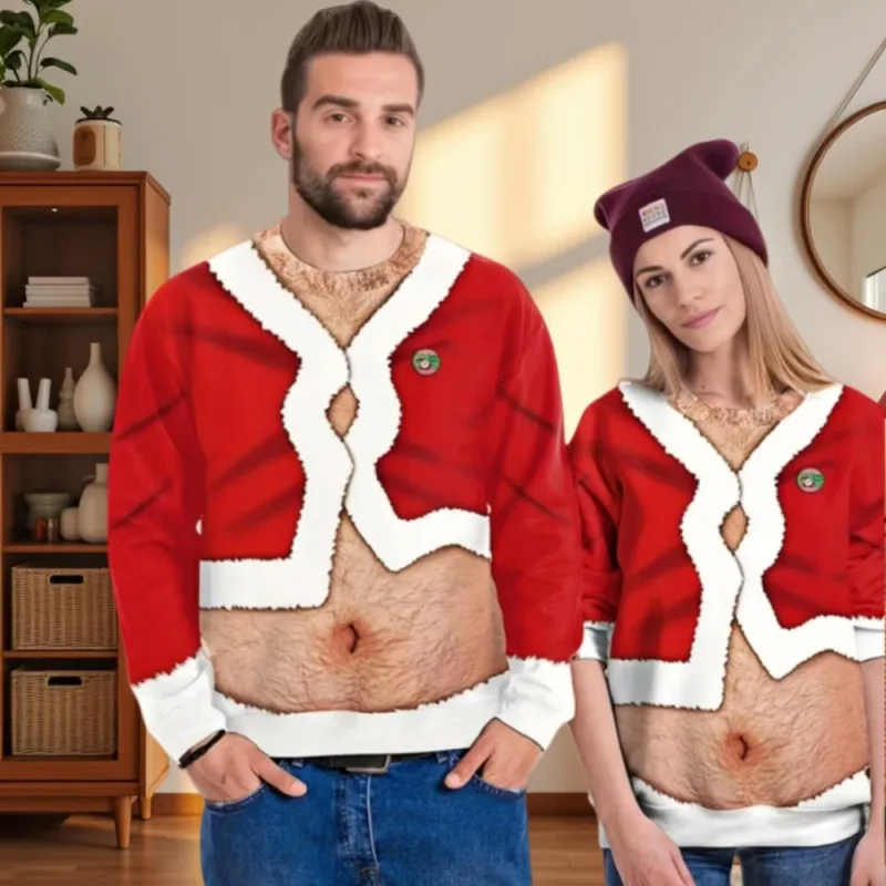 Sjov juletrøje Mænd Kvinder Pullover Xmas Sweatshirt Grim grafisk Y2k Sweatshirts til feriefest Løst herretøj — image 2