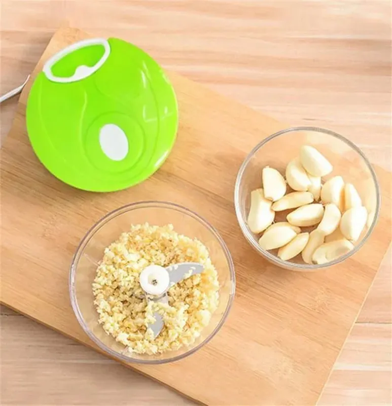 Food Shredder Processor Mini Manual Rope Garlic Cutter Meat Mincer Vegetable Onion Cutter Garlic Masher Kitchen Tools Portable — image 8