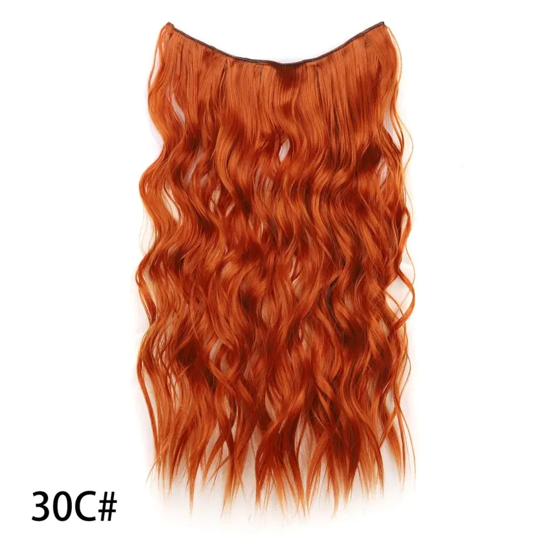 Synthetic Invisible Wire Hair Extensions Long 4 Clips In Wave Curly Hairpiece For Women 20Inch Secret Fish Line Hair Extensions — image 10