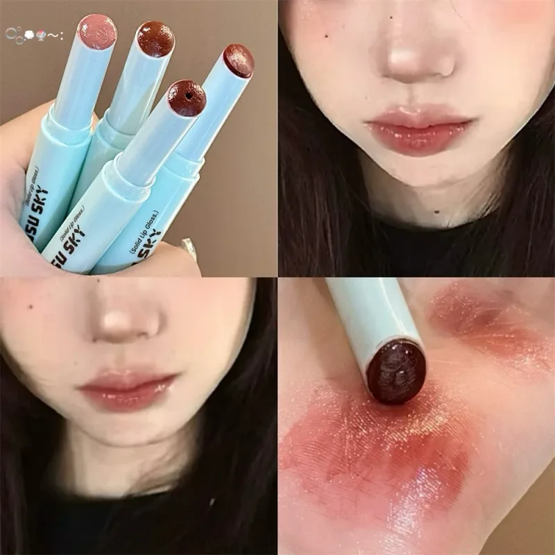 Jelly Solid Lip Gloss Mirror Orange Red Moisturizing Watery Colored Lip Balm Non-stain Cup Long Lasting Plumping Lipstick Makeup