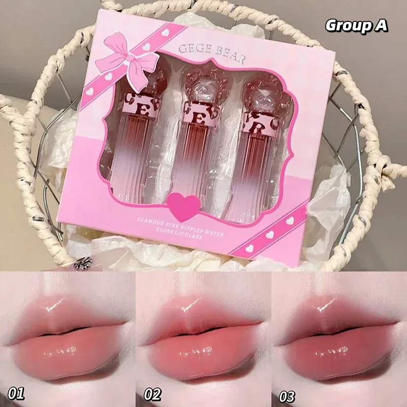 Gege Bear Water Light Lip Llaze Set Mirror Lipstick Lip Gloss Hydrating Moisturizing Long Lasting Gift for Lover — image 7