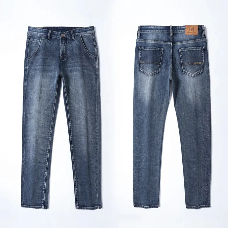 New Spring Summer Plus Size 40 42 44 Men Straight Loose Jeans Business Fashion Denim Stretch Pants Male Brand Trousers — image 3