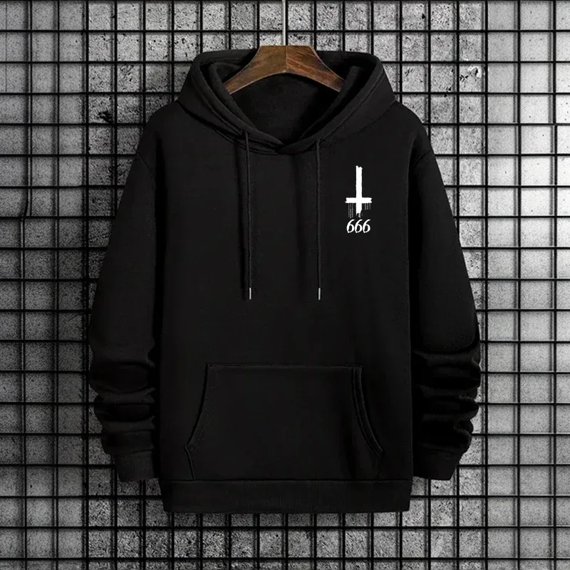 Mens Gothic Hoodie Satanic Symbol Print Street Fashion Warm Pullover Unisex Oversized Sweatshirt Outerwear Autumn Winter Outwear — image 13