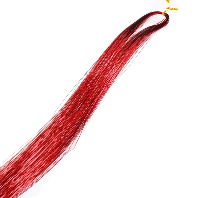 110cm Colorful Shiny Threads Glitter Hair Tinsel Kit Gold Purple Blue Silk Hair Glitter String Extensions Accessories for Women — image 16