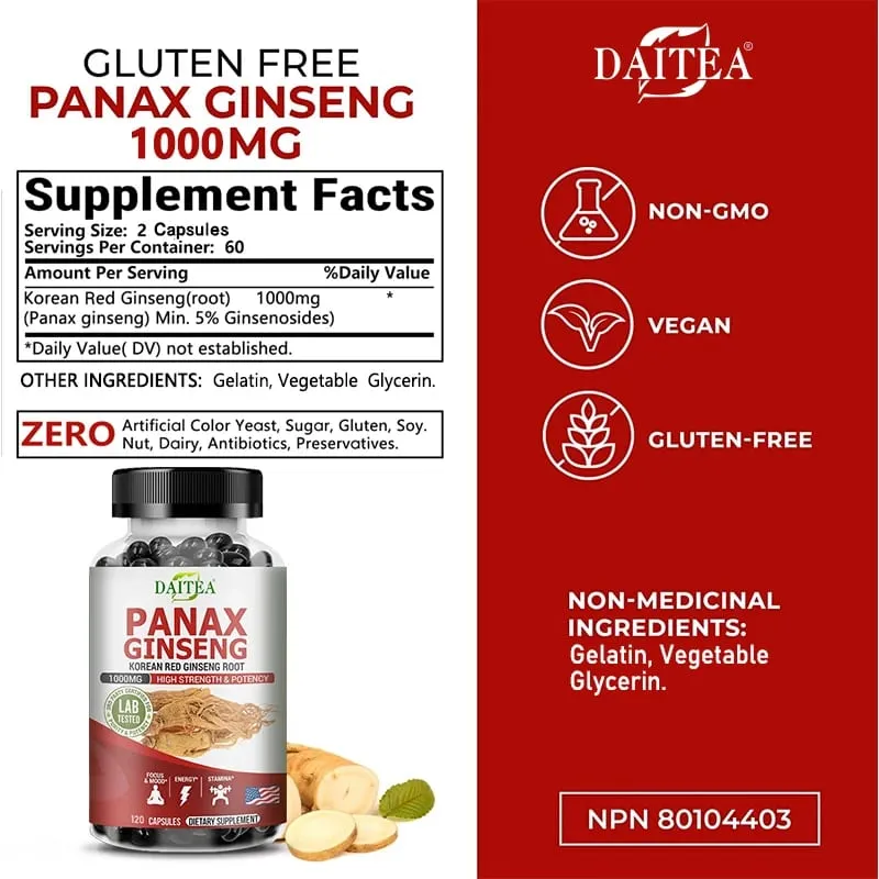 Ginseng Extract - Brain Booster for Memory and Focus Nitric Oxide Supplement Natural Energy Boost for Men and Women — image 6