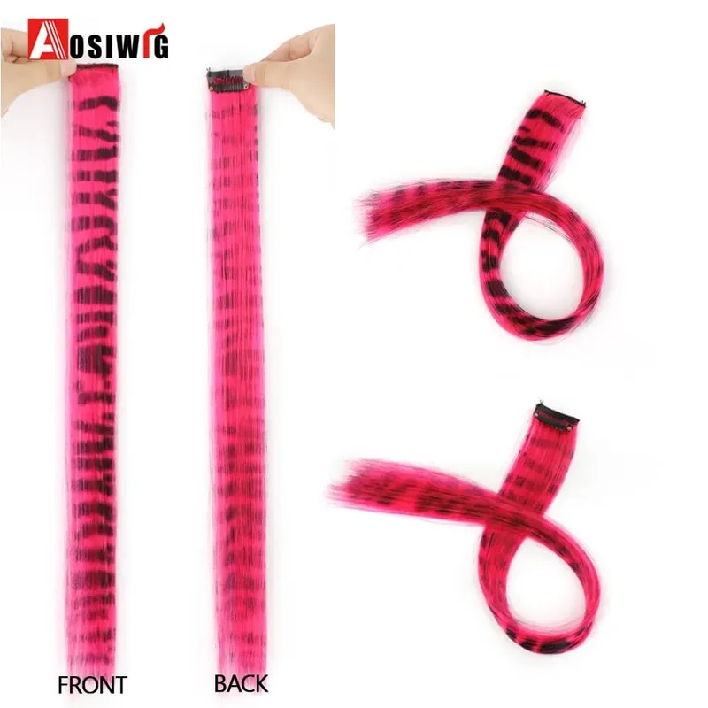 Feather Hair Extensions Colored Synthetic Clip In Hair Feather Colorful False Hair Extension Mixed Color Straight Hair For Women — image 3