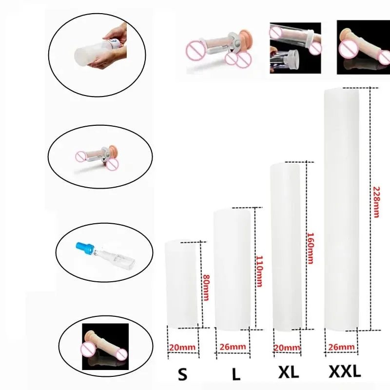 Various Size Male Penis Pump Silicone Sleeve For Penis Enlargement Extender Stretcher Sex Toy Glans Cap Vacuum Enlarger Erection — image 3