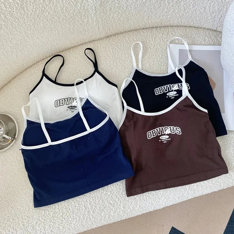 Summer Hot Picture Printing Girl Student Spaghetti-Strap Camisole Top Sexy Outerwear Fixed Cup Chest Pad Chest Wrap Underwear Fe — image 2