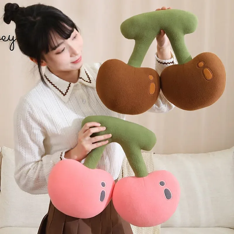 45cm Fruit Cherry Shaped Plush Pillow Soft Cute Pink Cherry Plushies Toy Hug Pillow Lovely Room Sofa Decoration — image 5