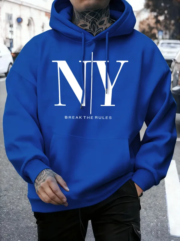 Infrangi le regole Sì No Stampe Felpe in pile autunnali Felpa con cappuccio da jogging morbida da uomo Street Comodi pullover Sport Abbigliamento sportivo allentato — image 7