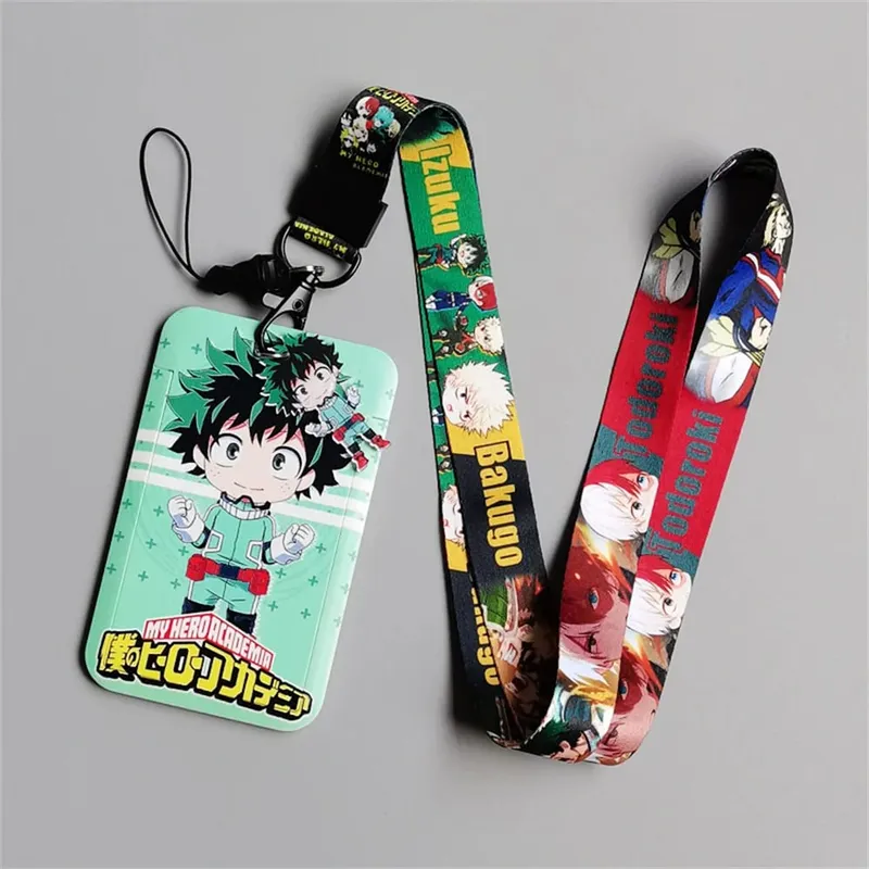 My Hero Academia Figures Cartoon Card Holder Student Cell Phone Lanyard Campus Cartoon Clutch deku All Might Cartoon Card Holder